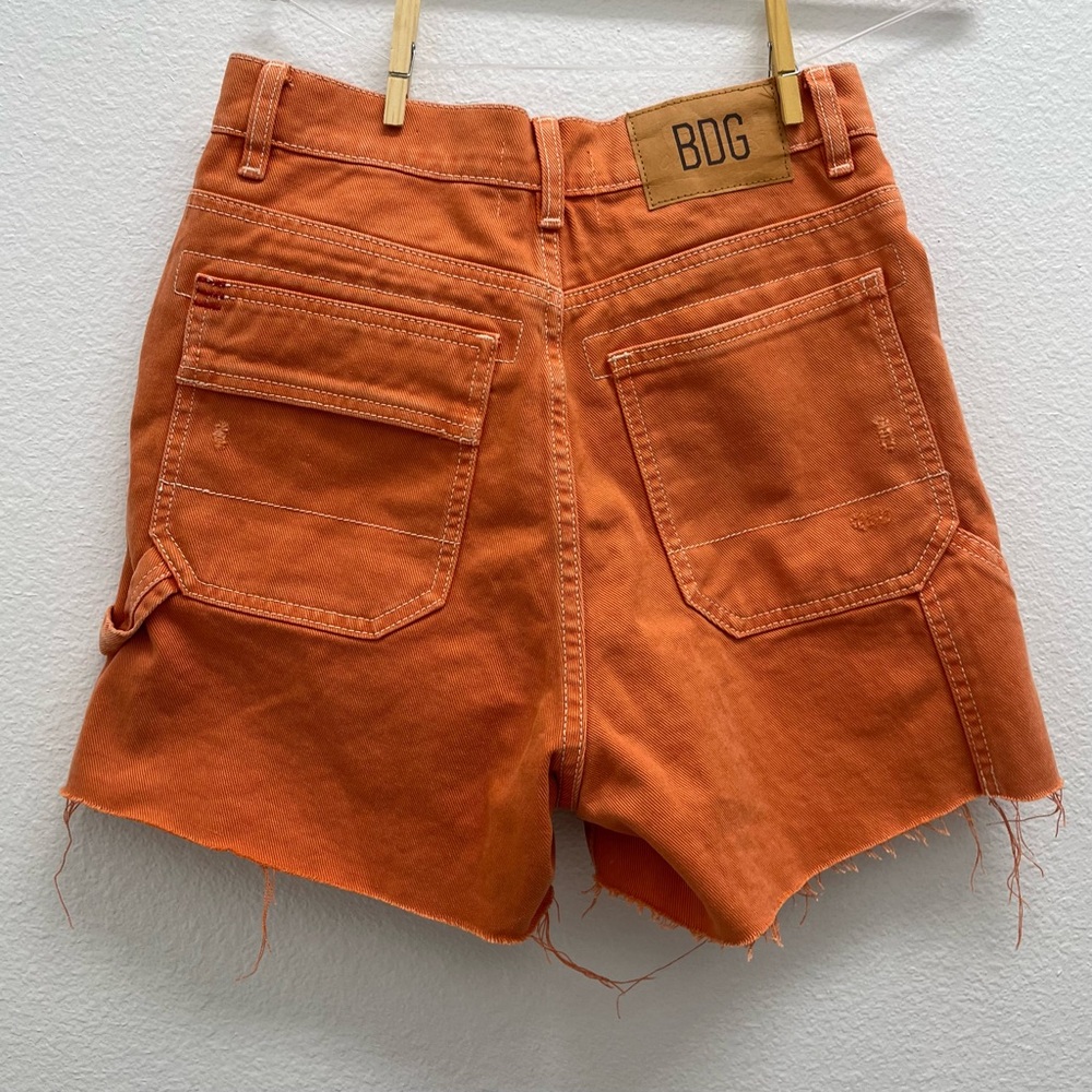BDG Pumpkin Orange Denim Carpenter Shorts - Picture 2 of 12